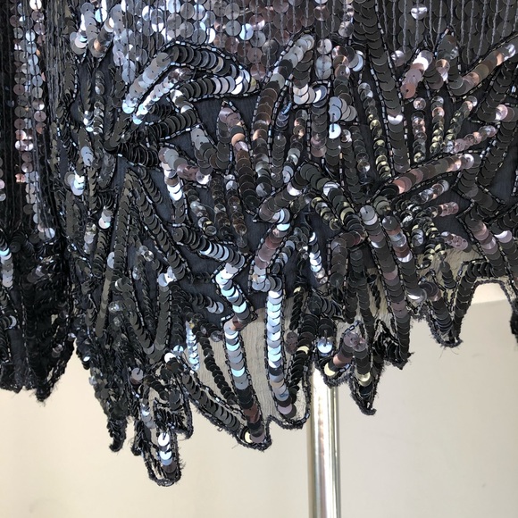 Silk and Sequins Black Formal Top Miss Poillette P - Picture 5 of 10